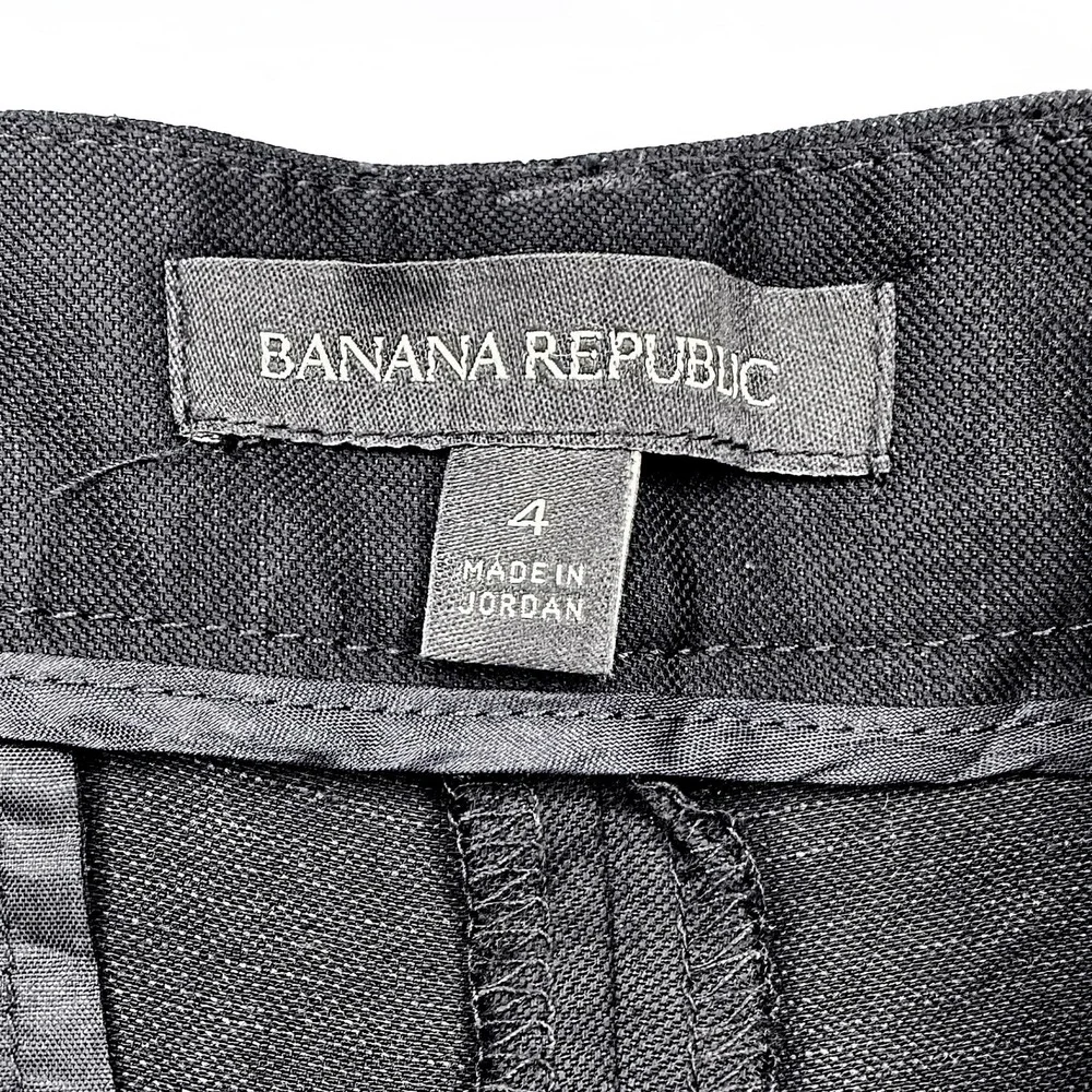 BANANA REPUBLIC Chic Linen Blend Wide Leg Dress Pant Trouser • 4‎ • black